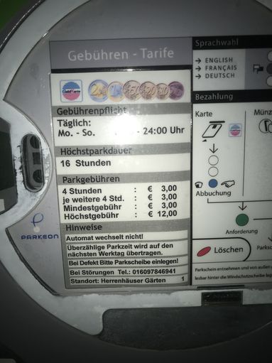 Parkplatz an den Herrenhäuser Gärten in Hannover promobil
