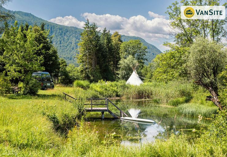 Exclusiver Alleinplatz Naturoase mit Teich Tipi Feuerstelle in Ferlach